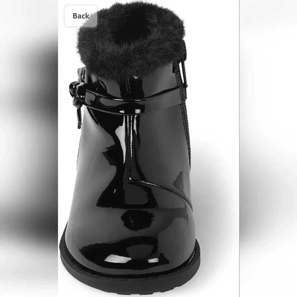 Gymboree girls Faux Leather Booties with Side Bow size 3